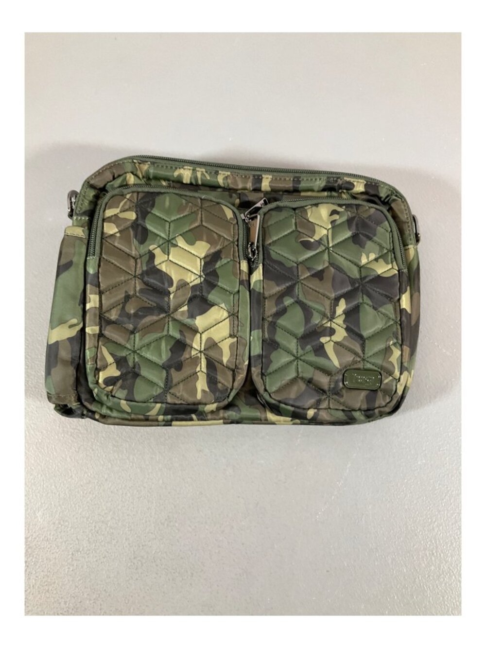 Lug Navigator Camo Green Crossbody Bag - Unisex Top Handle with Zippered Compart